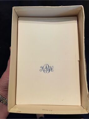 Monogrammed Stationery Set in Cream with Blue Script
